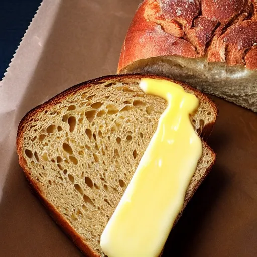 Prompt: sexy slice of bread with cheese and butter