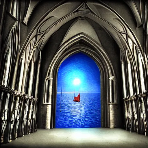 Image similar to a photograph of a cathedral on the bottom of the ocean, photorealistic,