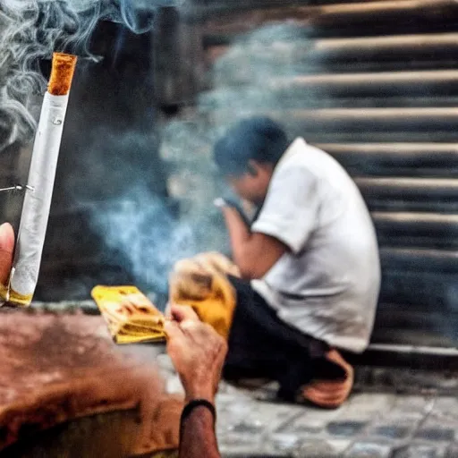 Image similar to a photo of a Malaysian smoking