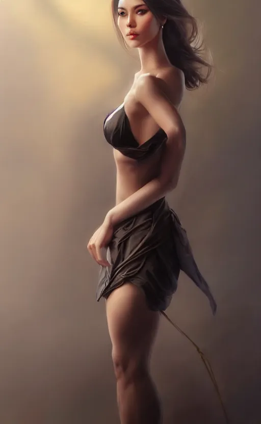 Image similar to full length photo of a gorgeous young woman in the style of stefan kostic, realistic, sharp focus, 8k high definition, insanely detailed, intricate, elegant, art by stanley lau and artgerm