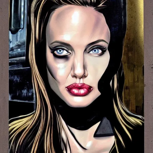 Image similar to angelina jolie as a ghostbuster highly detailed face