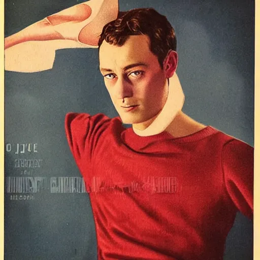 Prompt: “Jude Law portrait, color vintage magazine illustration 1950”