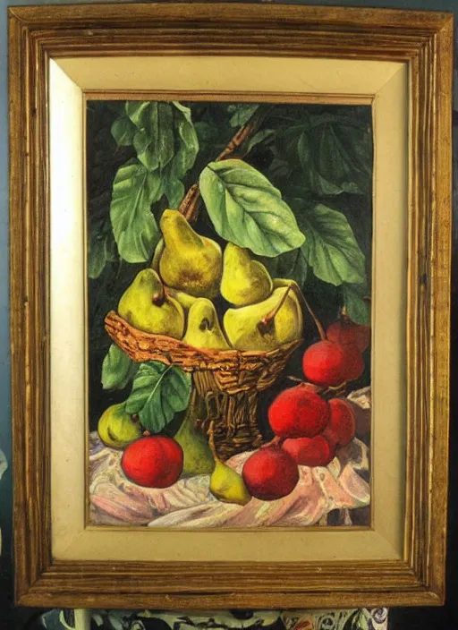 Image similar to vintage beautiful painting of the thief of pears