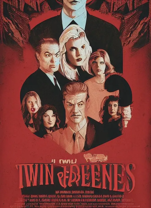 Prompt: Twin Peaks movie poster by Donelli