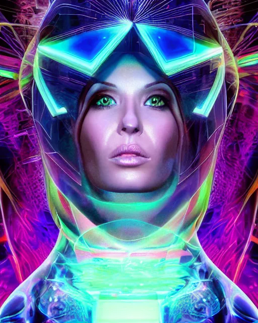 Image similar to a powerful energy psychedelic matrix woman, by alexander fedosav, hyper detailed digital matte painting, concept art, hyperrealism, 1 6 k resolution, cinema 4 d, 8 k resolution, trending on artstation, behance hd, a masterpiece, by stephan martiniere, particles, cel - shaded, power bright neon energy, by david a. hardy,