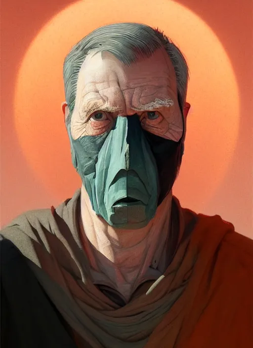 Prompt: centered painted portrait, face of wrinkled man with pale skin and wearing a black eye - mask, gloomhaven, matte painting concept art, art nouveau, beautifully backlit, swirly vibrant color lines, muted and dull colors, aesthetic octane render, 4 k 8 k hd resolution, by ilya kuvshinov and cushart krentz and gilleard james