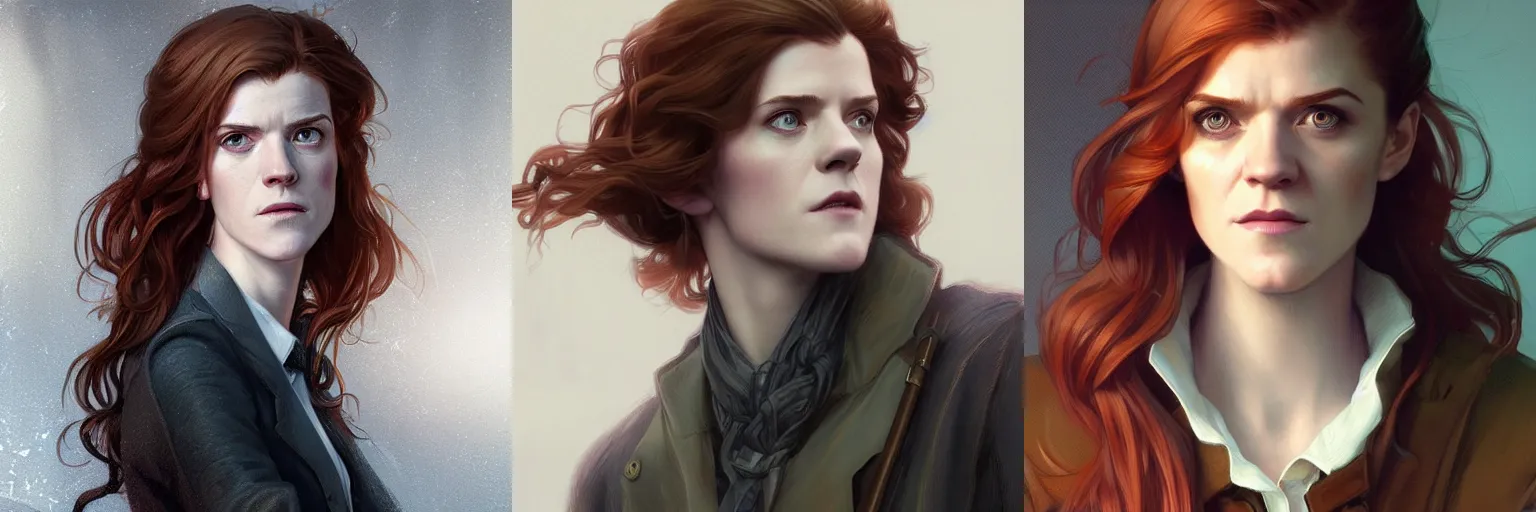 Prompt: portrait of Rose Leslie as a detective, highly detailed, digital painting, artstation, concept art, sharp focus, illustration, art by artgerm and greg rutkowski and alphonse mucha