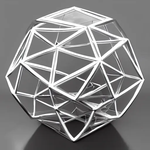 Image similar to ( very very large ) chrome dodecahedron! floating over a modern city