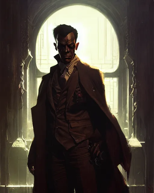 Image similar to mysterious lamont cranston, the shadow, pulp character portrait, ultra realistic, concept art, intricate details, highly detailed by greg rutkowski, gaston bussiere, craig mullins, simon bisley