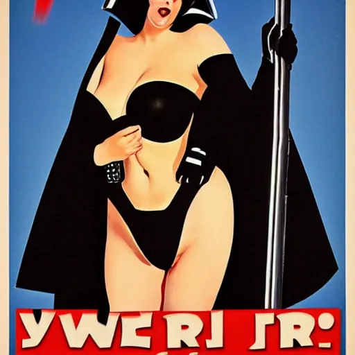 Prompt: yummy dart vader in pin - up poster