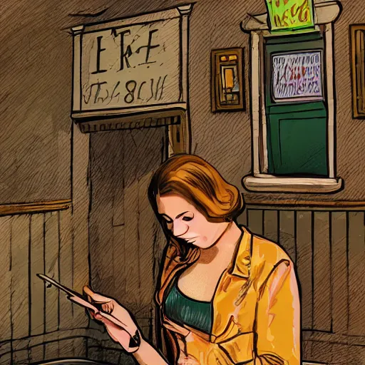 Image similar to a woman rolling a blunt while smoking weed sitting in a old sketchy pub, retro, smoke, digital art, detailed background, hyper realistic,