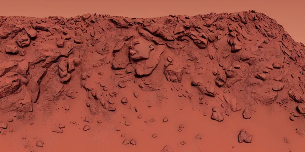 Image similar to busts of queens and empresses carved into a red mountain range on mars, sci - fi, landscape, fantasy