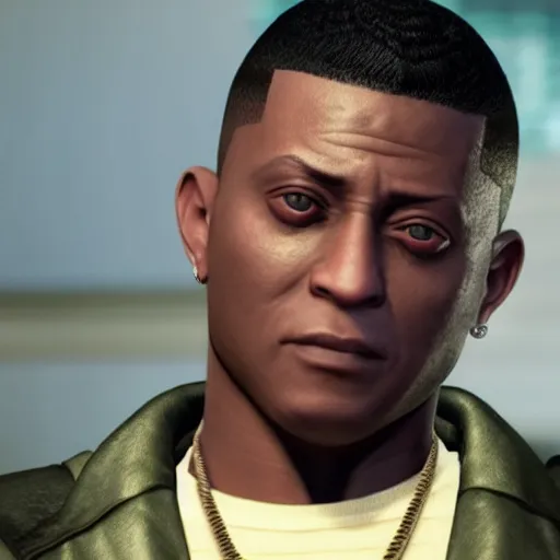 Image similar to a videogame still of Lil Boosie in Tekken 7, 40mm lens, shallow depth of field, split lighting