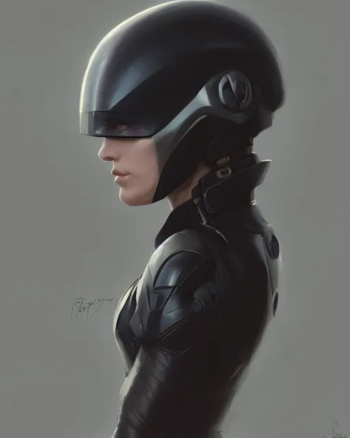 Prompt: smooth continuous black featureless helmet, by greg rutkowski, mark brookes, jim burns, tom bagshaw, magali villeneuve, trending on artstation