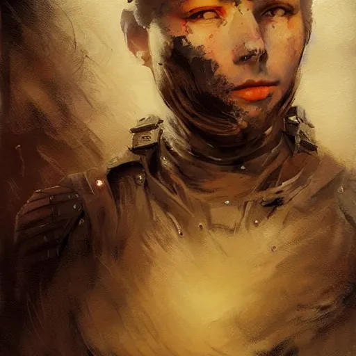 Image similar to only love is with us now something warm and pure, colourised, face portrait, epic, tragic, military art, fantasy, dieselpunk, hd shot, digital portrait, beautiful, artstation, comic style, by artgerm, guy denning, jakub rozalski, magali villeneuve and charlie bowater