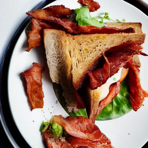 Image similar to close up high resolution photo of a blt, michelin star restaurant, very tasty, food photography, instagram, trending