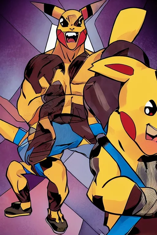 Prompt: Breathtaking comic book style of Pikachu and Dwayne Johnson fusion, high quality, 8k, very detailed