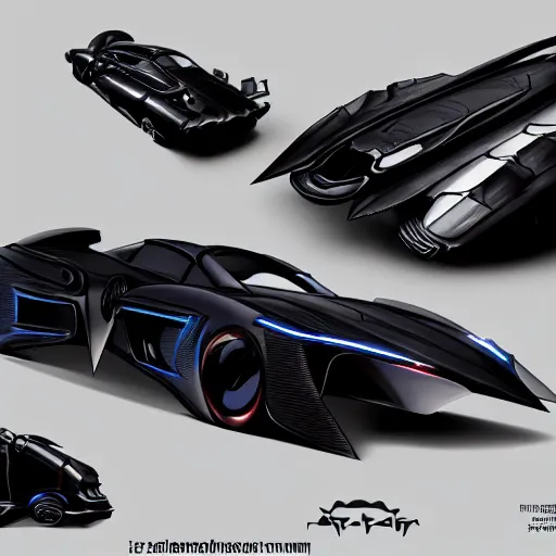 Prompt: 2 0 3 0 future design for the batmobile, badass batmobile car design, turnaround, concept car, remake, reboot, centered, uncropped, studio lighting, trending on artstation, featured on deviantart