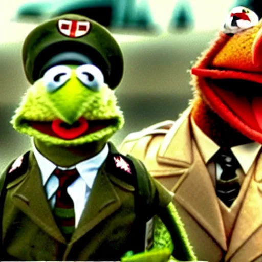 Prompt: still of the Muppets in the movie Saving Private Ryan