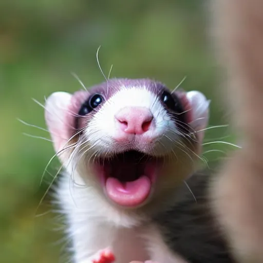 Image similar to ferret suprised with open mouth, realistic