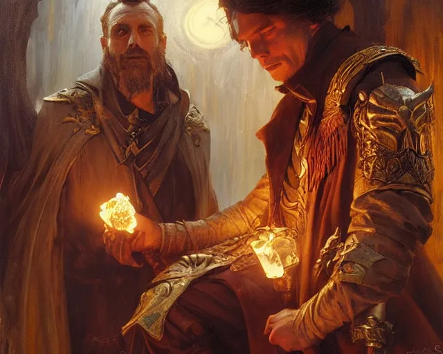 Prompt: attractive male wizard casting dark magic, bringing a corpse back to life. highly detailed painting by gaston bussiere, craig mullins, j. c. leyendecker 8 k