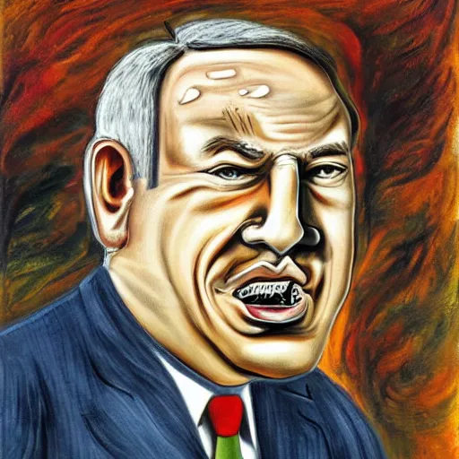 Image similar to a portrait of benjamin netanyahu melting, by salvador dali