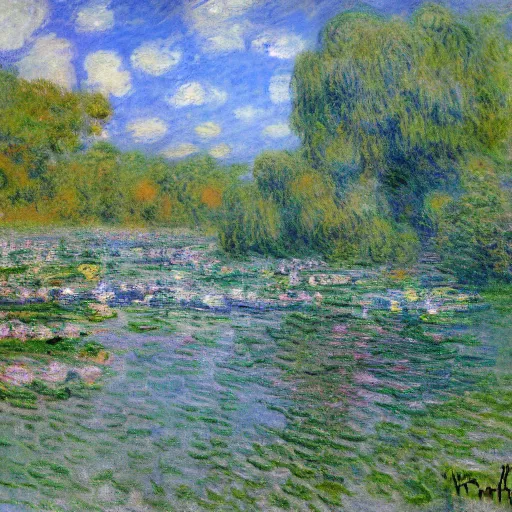 Image similar to a landscape by Monet, by Pablo Amaringo, Ayahuasca