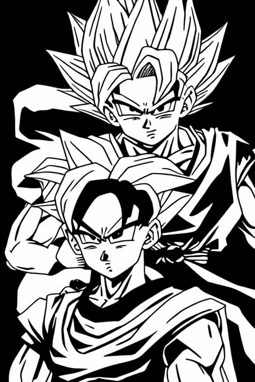 Image similar to woman going super saiyan, dragon ball z, akira toriyama, epic, illustration, highly detailed, black and white illustration, manga style