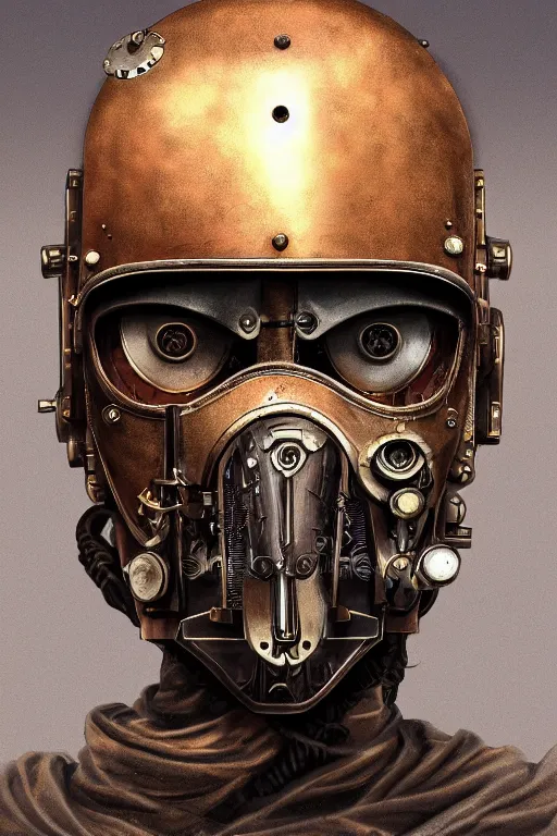 Image similar to steampunk helmet fantasy art mask robot ninja stylized digital illustration sharp focus, elegant intricate digital painting artstation concept art global illumination ray tracing advanced technology chaykin howard and campionpascale and cooke darwyn and davis jack