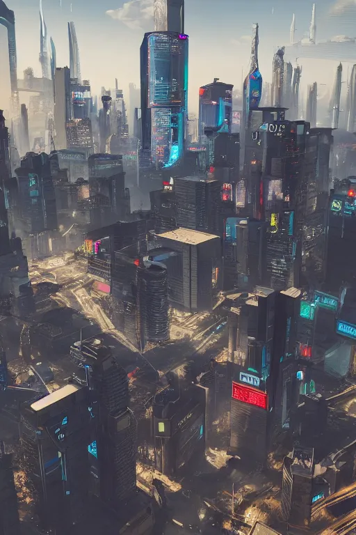 Image similar to cyberpunk eastern europe city, a lot of future technologies, flying cars, unreal engine, octane render, epic scale, cinema view, 8 k