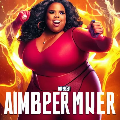 Image similar to Amber Riley as a superhero in the MCU, promo image, movie poster, entertainment weekly