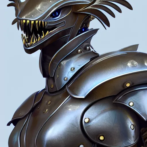 Prompt: stunning bust of a beautiful female knight, but as an anthropomorphic female dragon, well designed cute elegant female robot dragon head with slick LED eyes, well armored, sharp claws, HD octane render, fantasy, Artstation, Deviantart, Furaffinity