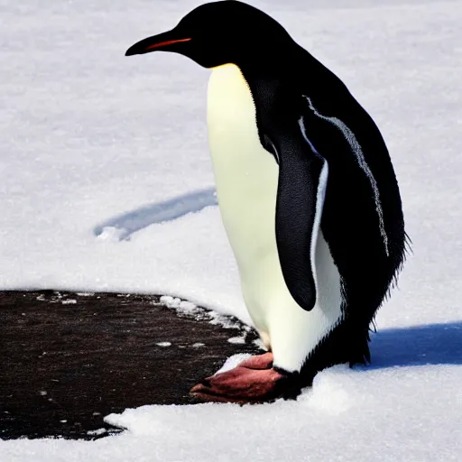 Image similar to photo of penguin sitting on small piece of ice