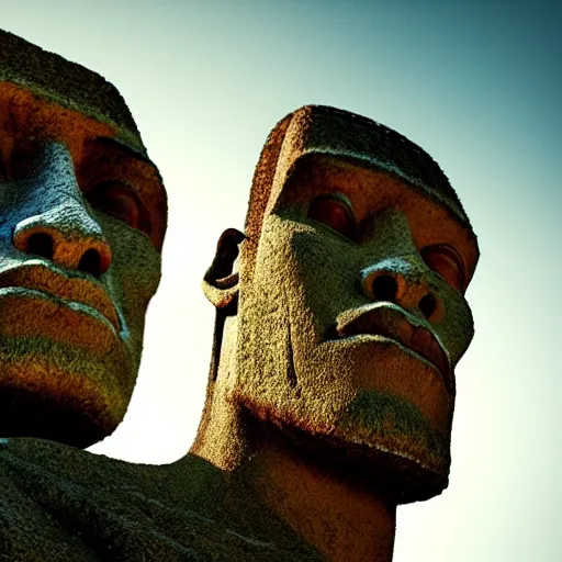 Prompt: dwayne johnson as an easter island statue photo realistic. dramatic lighting, cinematic lighting.