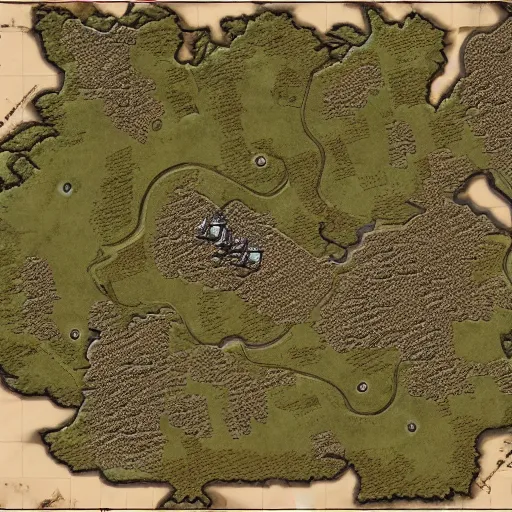 Image similar to An detailed aerial view of a cartonish dnd map , map patreon, fantasy maps, foundry vtt, fantasy grounds, aerial view ,tabletop, inkarnate, dugeondraft, roll2