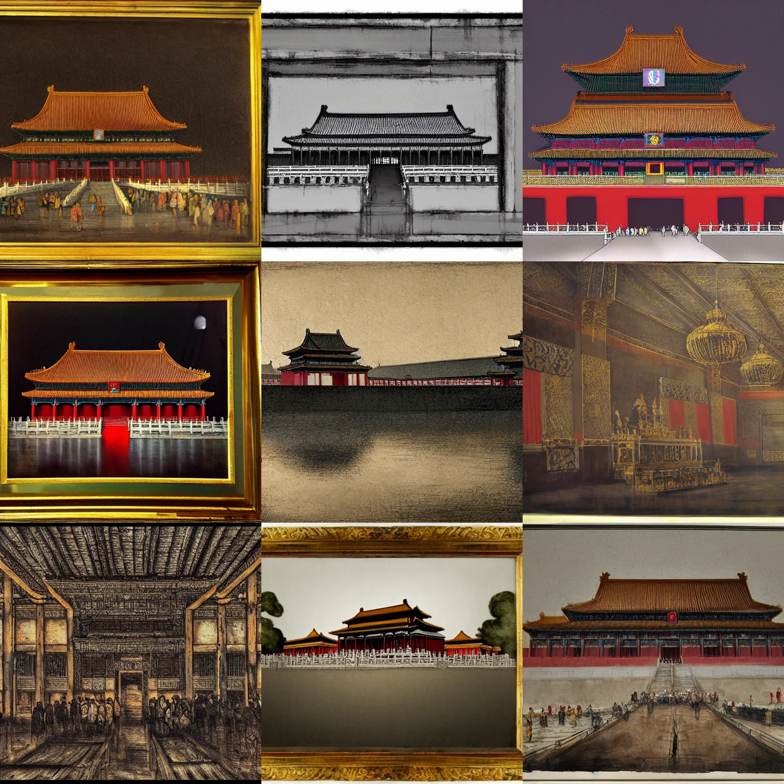 Prompt: the forbidden city in the style of rembrandt