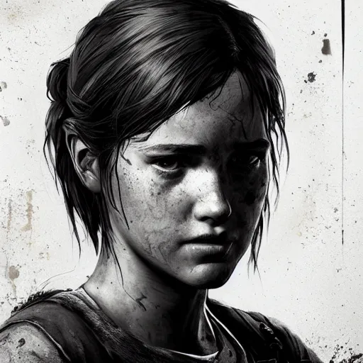 Image similar to portrait of Ellie from the last of us 2013 ,digital art,photorealistoc,art by greg rutkowski,hyperdetailed,western comic style,comic,comic style,sharp lineart,professional lighting,deviantart,artstation,trevor henderson,rossdtaws,cinematic,dramatic