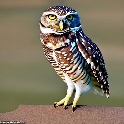 Image similar to he didn't sleep standing or perched, he slept in what could be described as a squat with his short stubby tail supporting him, and his legs splayed out to the sides, burrowing owl, owls, guardians of gahool