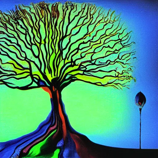 Prompt: a fluo tree by salvador dali