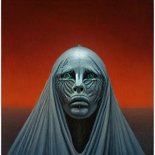 Prompt: her eyes wide by zdzisław beksiński, jeffrey smith and h.r. giger, oil on canvas, XF IQ4, f/1.4, ISO 200, 1/160s, 8K, RAW, unedited, symmetrical balance, in-frame