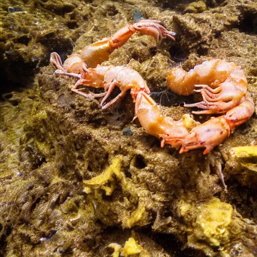 Image similar to an underwater photo a bag of young's scampi filled with mud