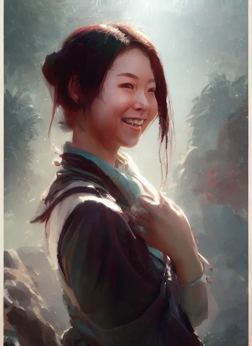 Prompt: hyper realistic photography portrait of smiling asian festival girl face cinematic, vallejo, full shot, craig mullins greg rutkowski, artstation, cgsociety