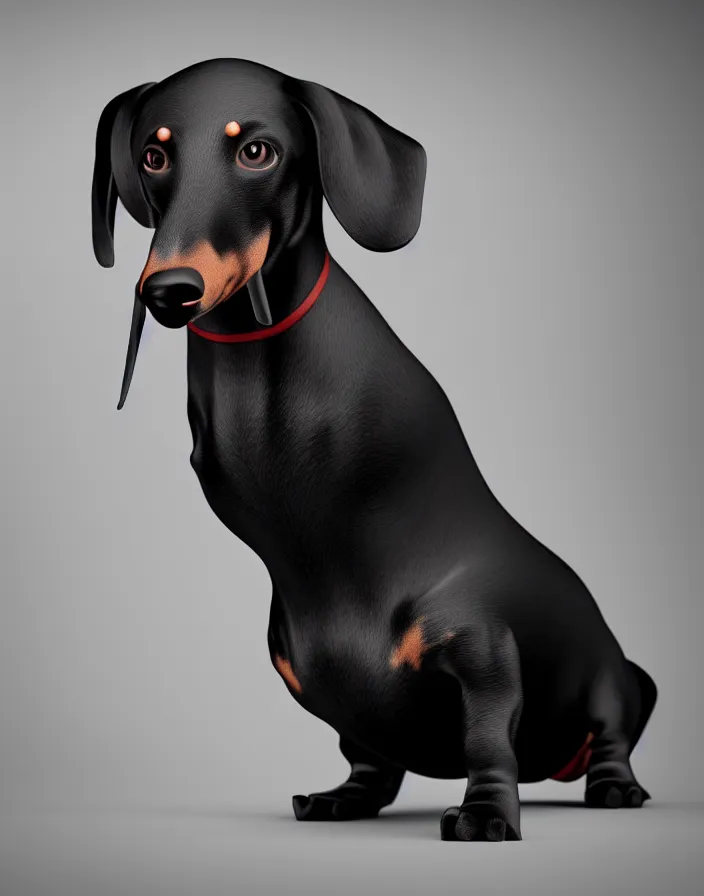 Image similar to photo of all black wiener dog wearing a mask. Matte photo, award winning. Octane render, 4k, 8k, unreal 5, very detailed, hyper control-realism, depth of field.