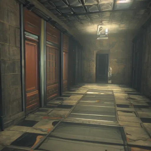 Image similar to hallway in the backrooms, unreal engine tech demo