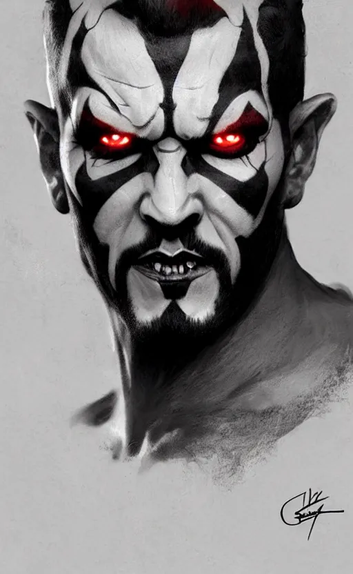 Image similar to Portrait of a Darth maul, male, detailed face, fantasy, highly detailed, cinematic lighting, digital art painting by greg rutkowski