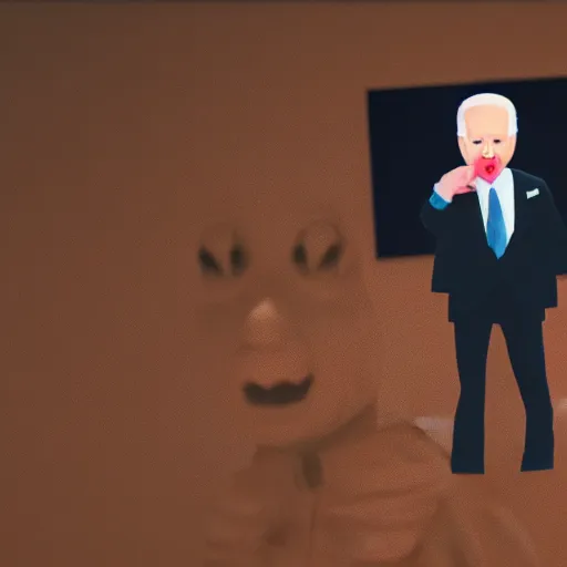 Prompt: creepypasta joe biden, hyperrealistic, claymation, volumetric lighting, 3 5 mm film still, concept art