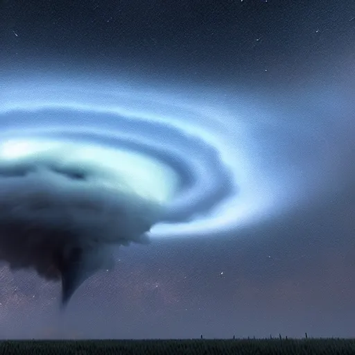 Prompt: tornado on a starry night ,highly detailed, 4k, HDR, award-winning, artstation, octane render