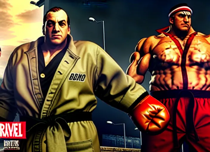 Prompt: tony soprano in street fighter v ( 2 0 1 7 ), dynamic pose, official media, ps 4 in - game cinematic, 5 k