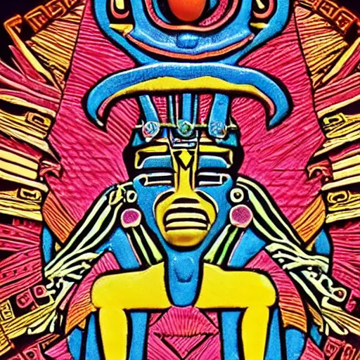 Prompt: aztec god of magic mushrooms, xochipilli