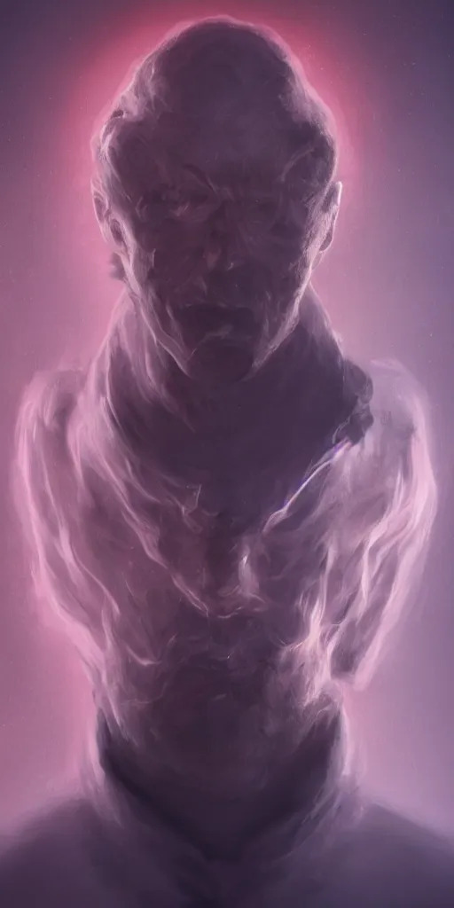 Prompt: an elegant portrait of a man with void in his heart, deep rich colors, 4 k, award winning, blur, minimalistic, neon, surrealism, unreal engine 5, high detail, ryan jia, frank frazetta, john alvin, gatson bussiere, kutsuya terada,